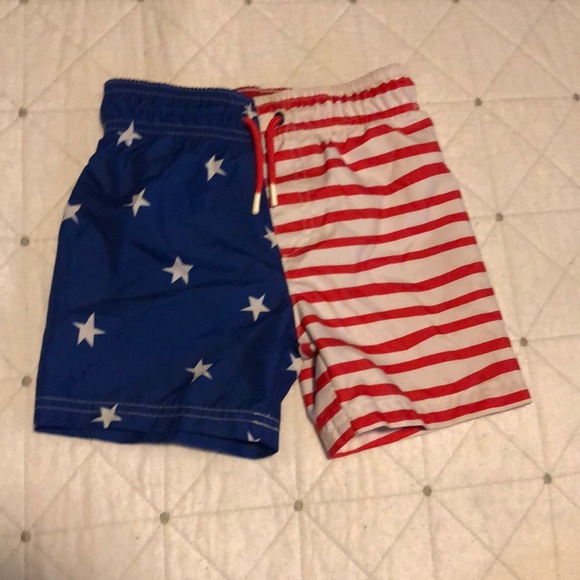 Cat and Jack American Flag Swim Trunks with matching baseball cap FOJ - Picture 2 of 5